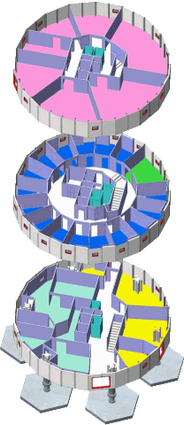 [ConcordiaQuiet.gif]
'Quiet' building of Concordia: science laboratories, sleeping area, storage, offices, hospital. (Images Inner Planning, Architect Gianluca Pompili).