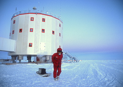 [PullingSled.jpg]
No engines in winter: everything is done by foot, possibly pulling a pulka with equipment on top.