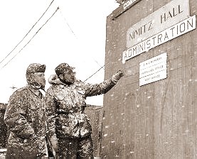 [ANT13.jpg]
McMinn and CDR Ahern (Executive Officer for Op DF 60-61) in front of the Admin Hut.