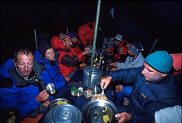 [Eating.jpg]
The mess tent where we pile up on each other every evening for dinner. The food was good (if not very varied) but the temperature was low enough to send us to bed half-frozen every night.