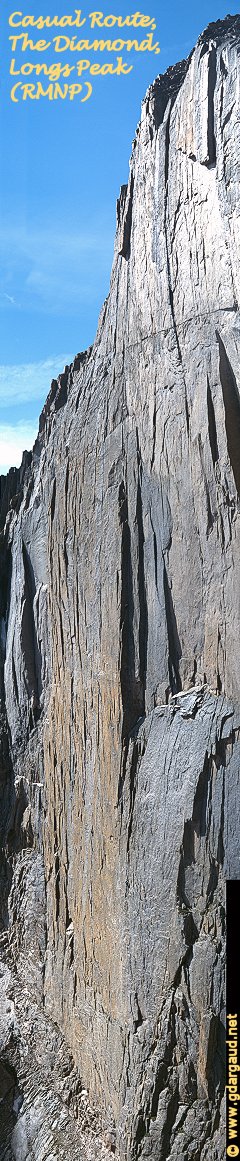 [CasualRouteVPano.jpg]
Vertical panorama (4 vertical pictures) showing the Casual Route of the Diamond, Longs Peak, Colorado.