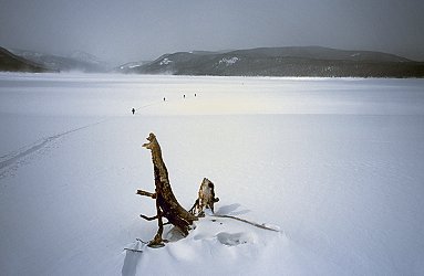 [LakeTraverse.jpg]
When I say flat, it's flat... Traverse of Turquoise Lake on a windy day.