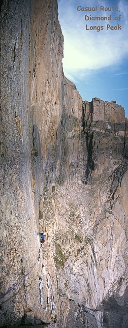 [UpDiamond_VPano.jpg]
Jenny on the traversing 3rd pitch of the Casual Route