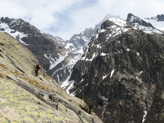 [20110508_141805_TeteDeLaMaye.jpg]
Climbing with a view on the upper Veneon valley. Yes, it's not very steep and mostly slab climbing on excellent rock, providing a good introduction to the area.