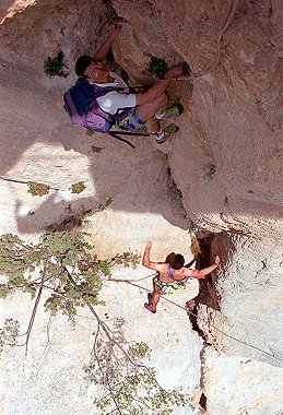 [RoumagaouShadow.jpg]
Jean and Vincent following on Roumagaou, Verdon.