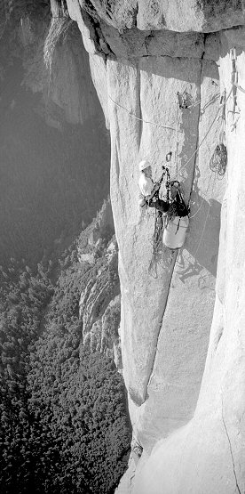 [SalatheRoof_VPano.jpg]
Jenny hanging out with the pig at the belay below the roof.