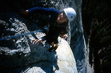 [LuckyStreakJenny.jpg]
Jenny on the slippery layback after the crux of Lucky Streak.