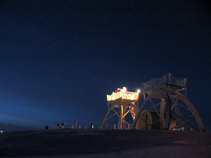 Emanuele cleaning the telescope on top of the astronomy platform