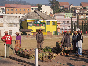 Loading a cargo of bananas onto the Finarantsoa train