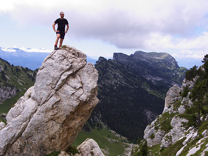 Fred on a summit of a rock spire