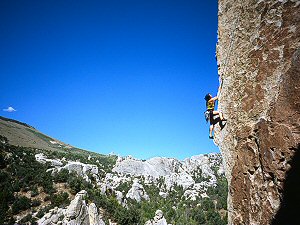 Jenny climbing at City of Rocks