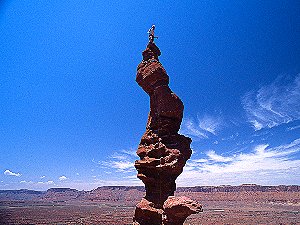 Jenny on the demented corkscrew summit of Ancient Art