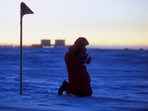 Emanuele collecting his daily snow samples