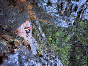 Barbican Wall seen through a crack in the roof (Grampians)