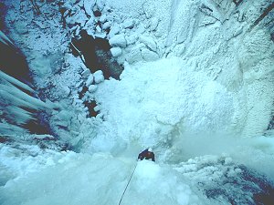 Vincent on an early ascent of the Hérisson waterfall, Jura