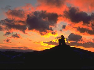 Jenny in the sunset at Gran Sasso