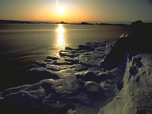 Freezing sea in autumn