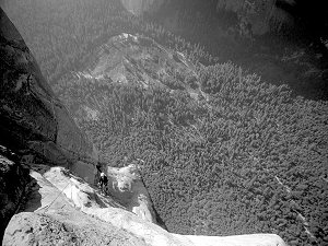 Jenny jugging up the pitch above Long Ledge. Salathé Wall