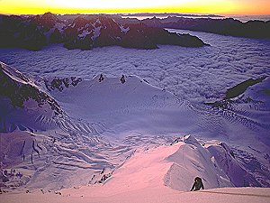 Climbing up Silberhorn, next to Mt Tasman